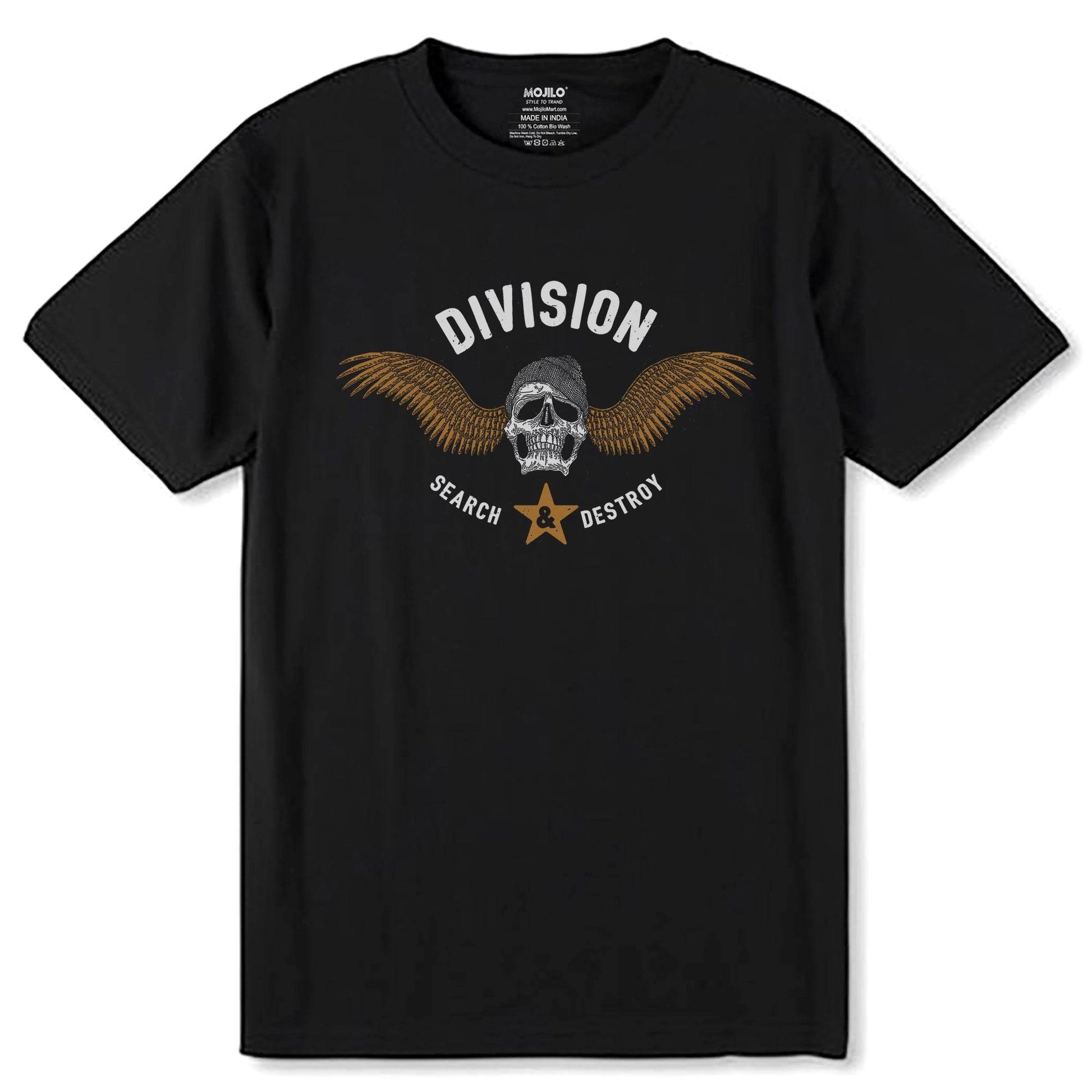 DIVISION SEARCH & DESTROY - Unisex Round Neck Regular Fit 100% Combed Cotton Half Sleeve T-Shirt - Mojilo Mart