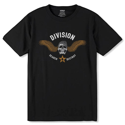 DIVISION SEARCH & DESTROY - Unisex Round Neck Regular Fit 100% Combed Cotton Half Sleeve T-Shirt - Mojilo Mart