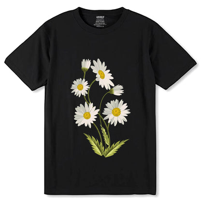 Daisy Flower - Unisex Round Neck Regular Fit 100% Combed Cotton Half Sleeve T-Shirt - Mojilo Mart