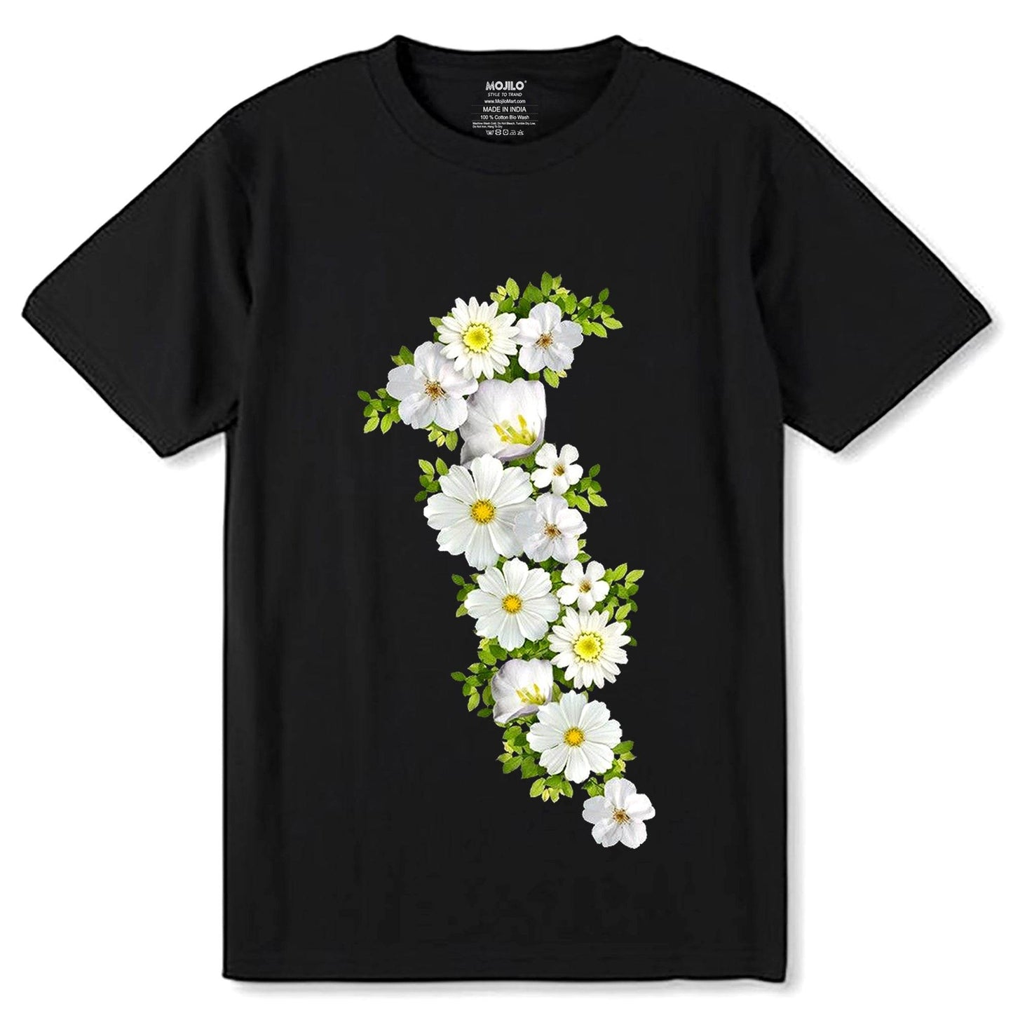 Daisy Flower Color - Unisex Round Neck Regular Fit 100% Combed Cotton Half Sleeve T-Shirt - Mojilo Mart