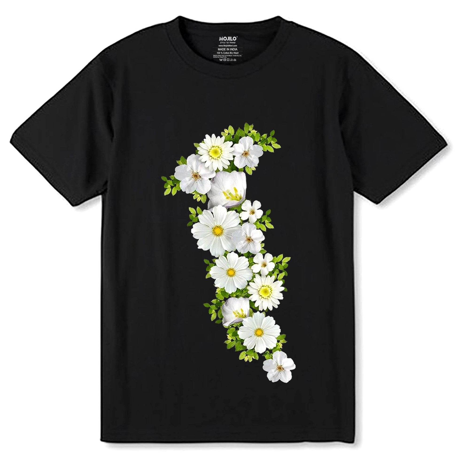Daisy Flower Color - Unisex Round Neck Regular Fit 100% Combed Cotton Half Sleeve T-Shirt - Mojilo Mart