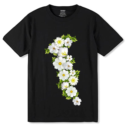 Daisy Flower Color - Unisex Round Neck Regular Fit 100% Combed Cotton Half Sleeve T-Shirt - Mojilo Mart