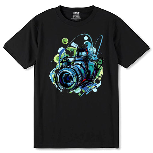 Dark Drago Camera Desing - Unisex Round Neck Regular Fit 100% Combed Cotton Half Sleeve T-Shirt - Mojilo Mart