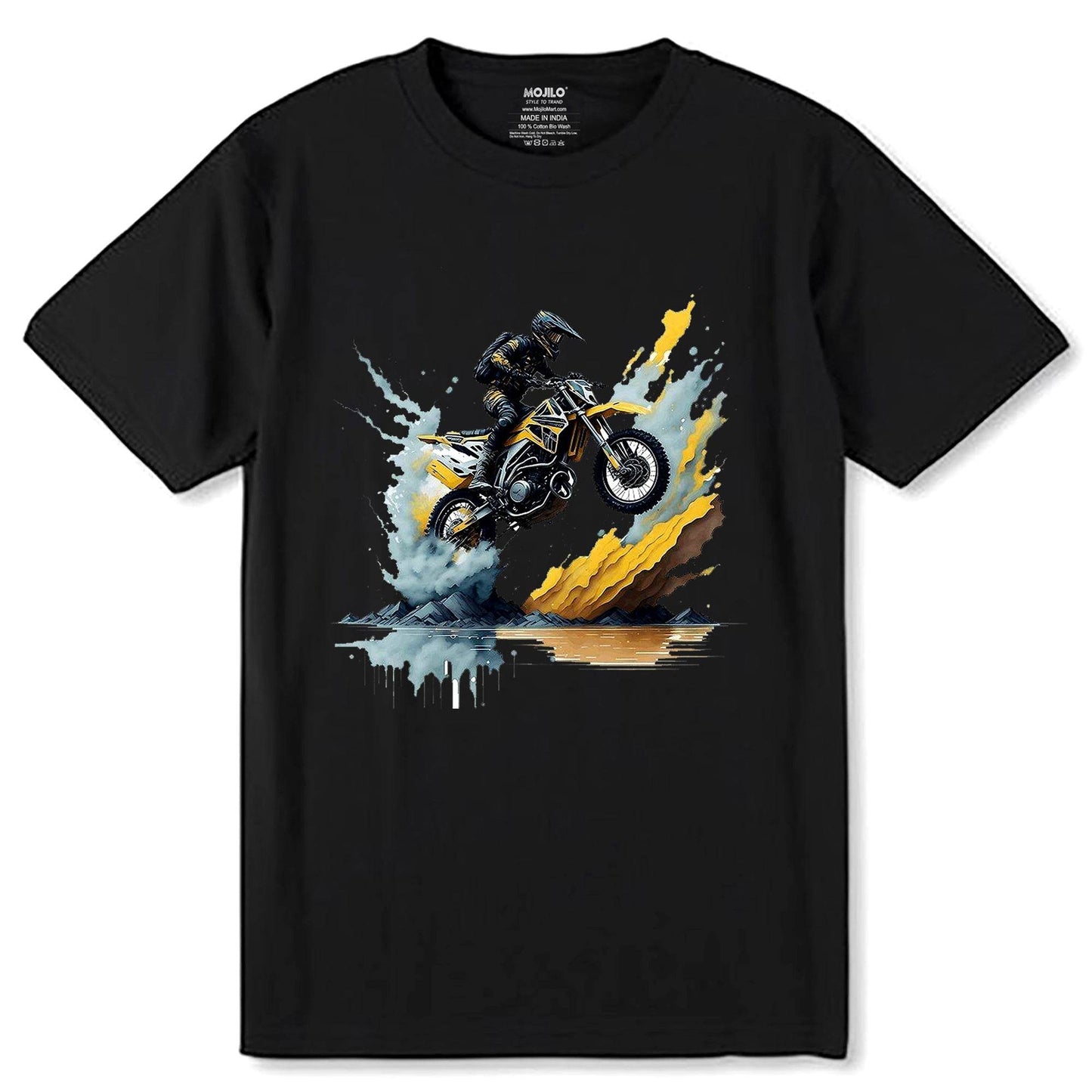 Dirt Bike Motorcross Motorcycle - Unisex Round Neck Regular Fit 100% Combed Cotton Half Sleeve T-Shirt - Mojilo Mart