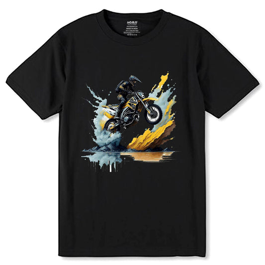 Dirt Bike Motorcross Motorcycle - Unisex Round Neck Regular Fit 100% Combed Cotton Half Sleeve T-Shirt - Mojilo Mart