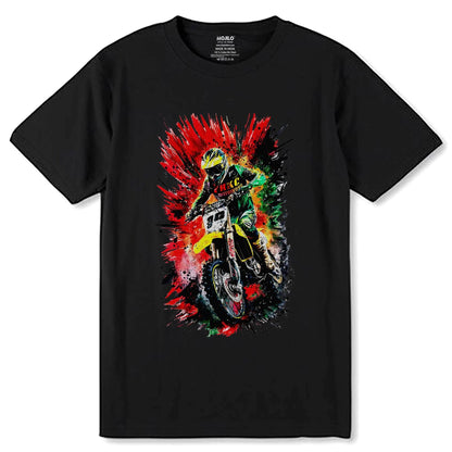 Dirt bike vibrant colors - Unisex Round Neck Regular Fit 100% Combed Cotton Half Sleeve T-Shirt - Mojilo Mart