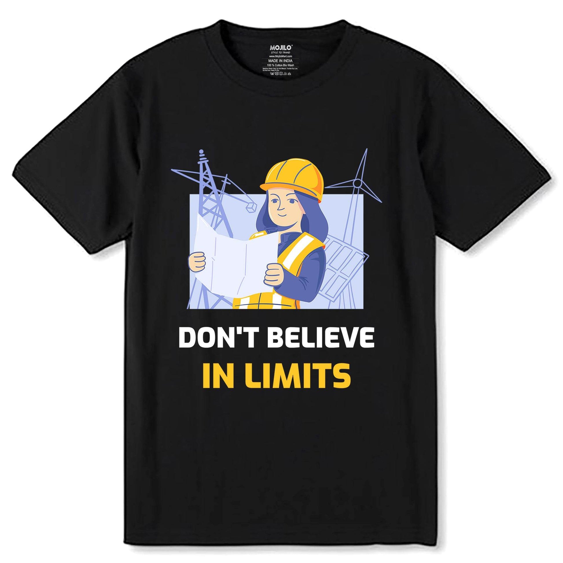 Don_t Believe in Limits - Unisex Round Neck Regular Fit 100% Combed Cotton Half Sleeve T-Shirt - Mojilo Mart