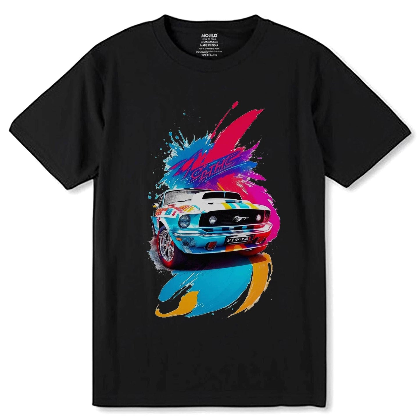 Drawing of a Racing Car - Unisex Round Neck Regular Fit 100% Combed Cotton Half Sleeve T-Shirt - Mojilo Mart