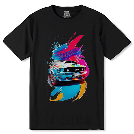 Drawing of a Racing Car - Unisex Round Neck Regular Fit 100% Combed Cotton Half Sleeve T-Shirt - Mojilo Mart