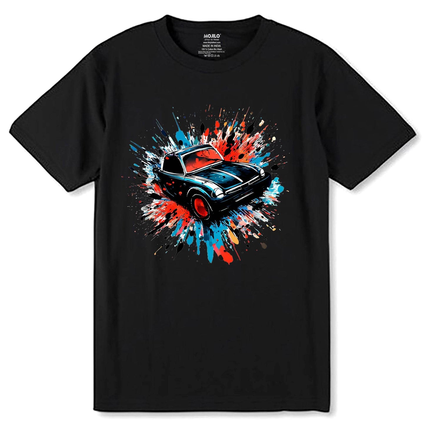 Drifting Car Burnout Retro Street Car Racing - Unisex Round Neck Regular Fit 100% Combed Cotton Half Sleeve T-Shirt - Mojilo Mart