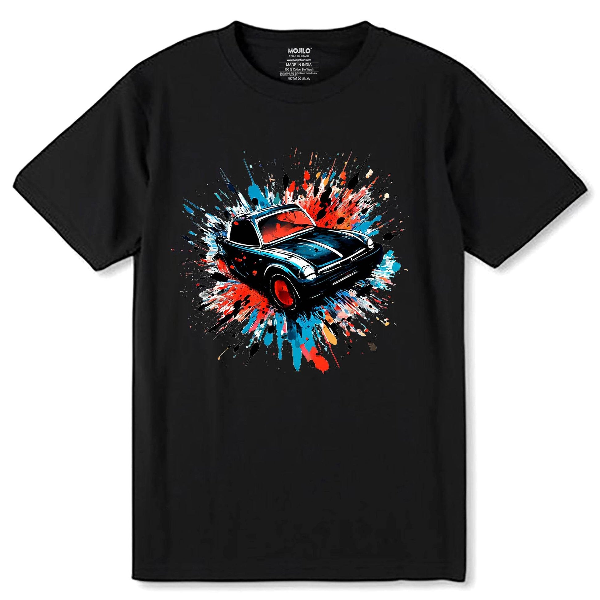 Drifting Car Burnout Retro Street Car Racing - Unisex Round Neck Regular Fit 100% Combed Cotton Half Sleeve T-Shirt - Mojilo Mart