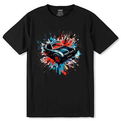 Drifting Car Burnout Retro Street Car Racing - Unisex Round Neck Regular Fit 100% Combed Cotton Half Sleeve T-Shirt - Mojilo Mart