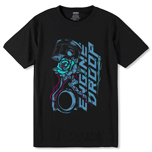 ENGINE DROOP - Unisex Round Neck Regular Fit 100% Combed Cotton Half Sleeve T-Shirt - Mojilo Mart