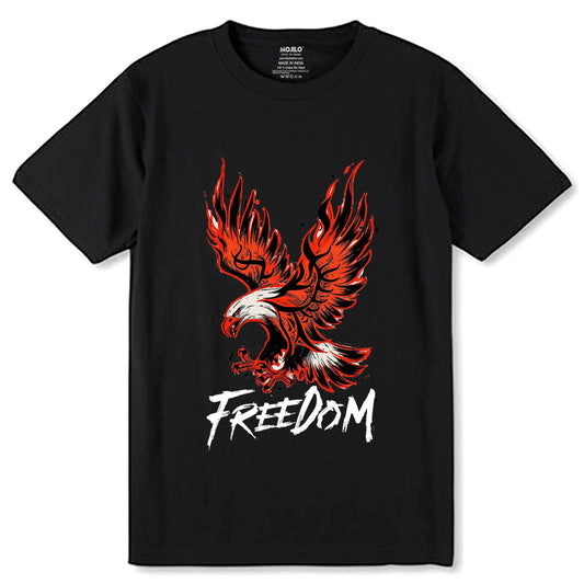 Eagle FREEDOM - Unisex Round Neck Regular Fit 100% Combed Cotton Half Sleeve T-Shirt - Mojilo Mart