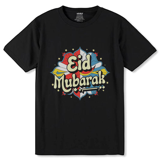 Eid Mubarak New - Unisex Round Neck Regular Fit 100% Combed Cotton Half Sleeve T-Shirt - Mojilo Mart