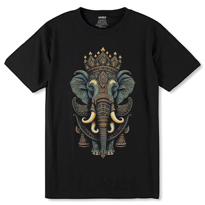 Elephant Mandala Animal Zoo Art - Unisex Round Neck Regular Fit 100% Combed Cotton Half Sleeve T-Shirt - Mojilo Mart