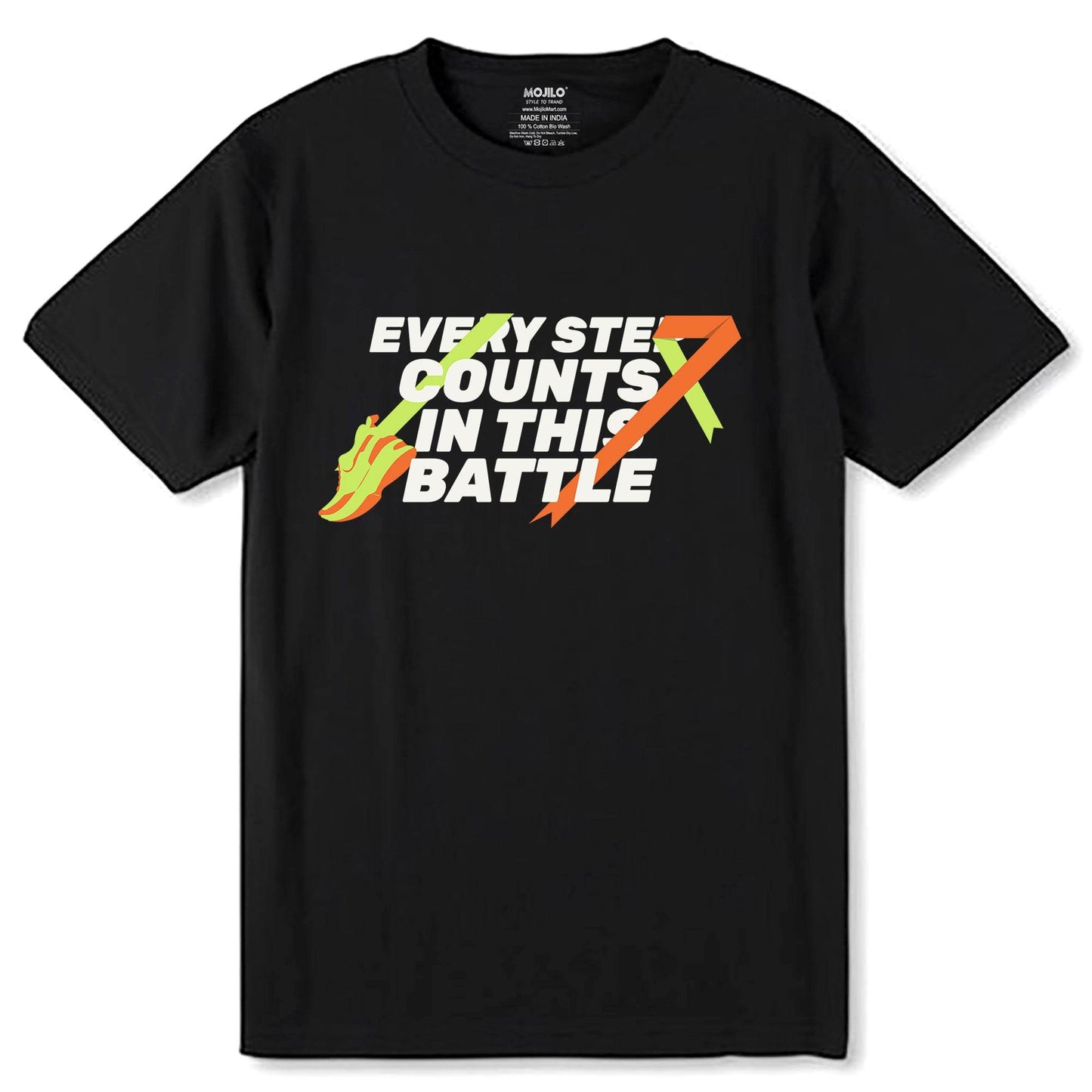 Every step counts in this battle - Unisex Round Neck Regular Fit 100% Combed Cotton Half Sleeve T-Shirt - Mojilo Mart