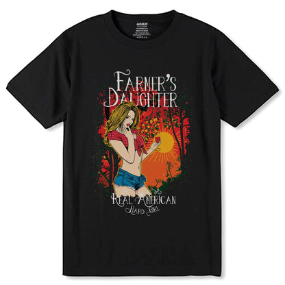 FARMER'S DAUGHTER REAL AMERICAN HARD GIRL - Unisex Round Neck Regular Fit 100% Combed Cotton Half Sleeve T-Shirt - Mojilo Mart
