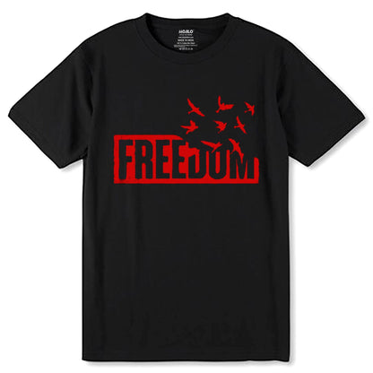 FREEDOM - Unisex Round Neck Regular Fit 100% Combed Cotton Half Sleeve T-Shirt - Mojilo Mart