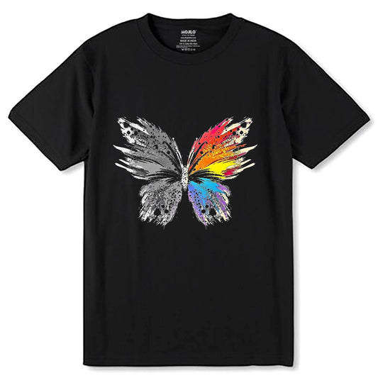 Fashion Colorful Butterfly Animals - Unisex Round Neck Regular Fit 100% Combed Cotton Half Sleeve T-Shirt - Mojilo Mart