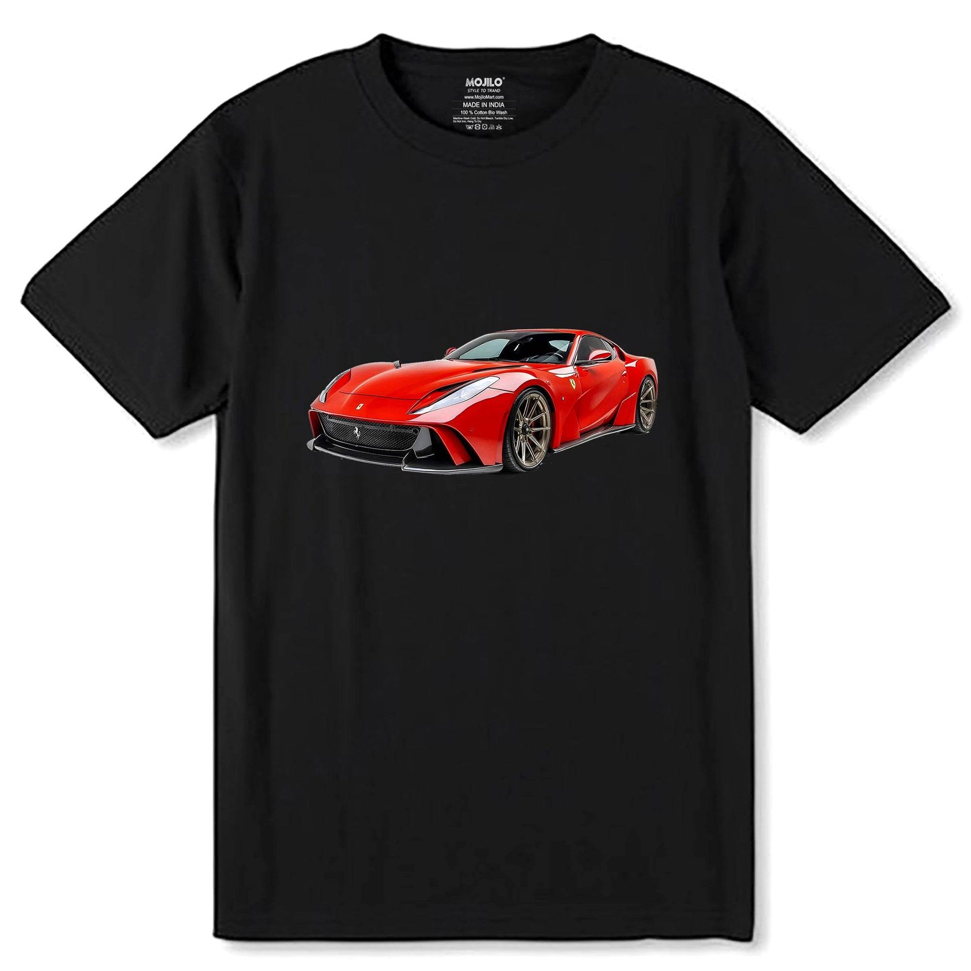 Ferrari - Unisex Round Neck Regular Fit 100% Combed Cotton Half Sleeve T-Shirt - Mojilo Mart