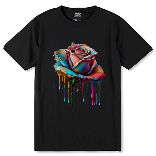 Fire And Ice Roses - Unisex Round Neck Regular Fit 100% Combed Cotton Half Sleeve T-Shirt - Mojilo Mart