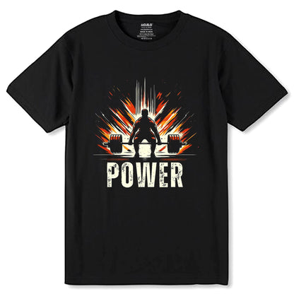 Fitness workout Power - Unisex Round Neck Regular Fit 100% Combed Cotton Half Sleeve T-Shirt - Mojilo Mart