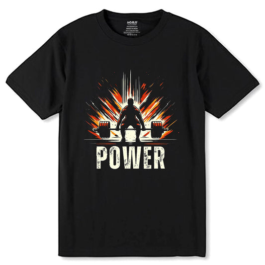 Fitness workout Power - Unisex Round Neck Regular Fit 100% Combed Cotton Half Sleeve T-Shirt - Mojilo Mart