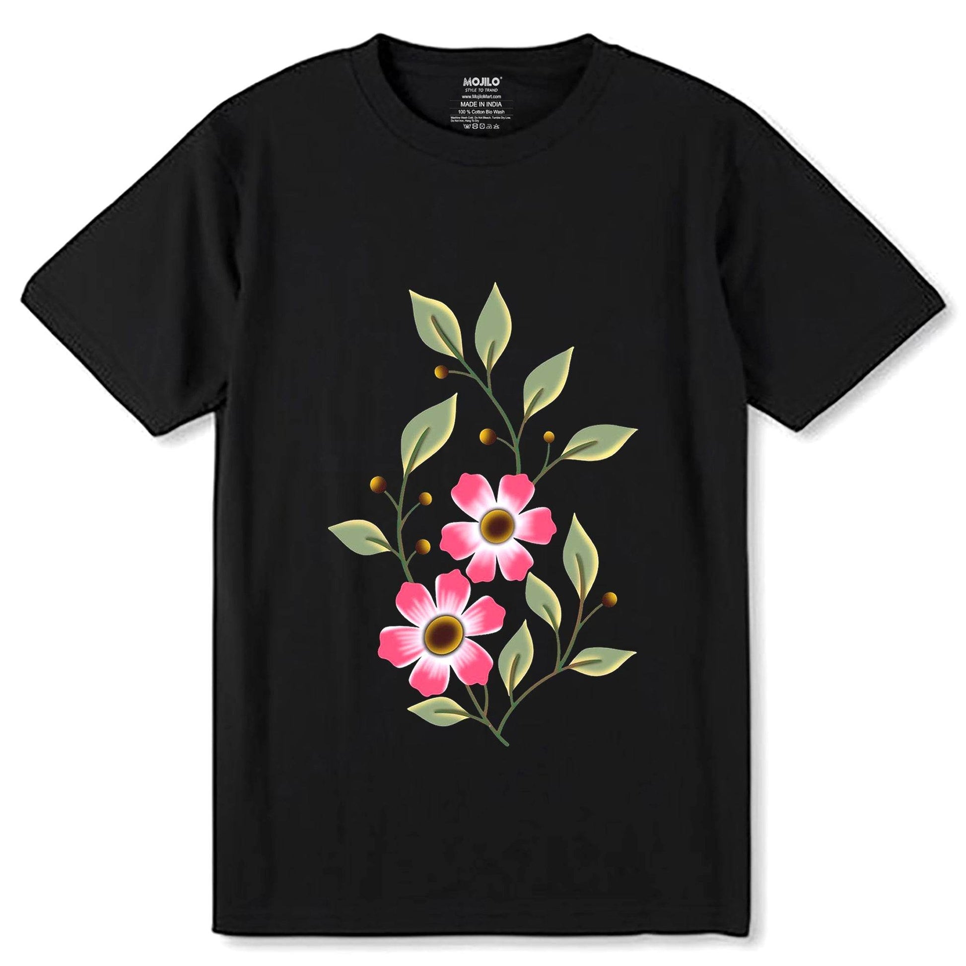 Floral Spring Shirt - Unisex Round Neck Regular Fit 100% Combed Cotton Half Sleeve T-Shirt - Mojilo Mart