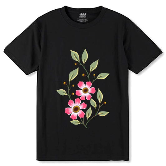 Floral Spring Shirt - Unisex Round Neck Regular Fit 100% Combed Cotton Half Sleeve T-Shirt - Mojilo Mart