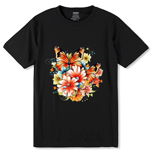 Flower Arranging Halloween - Unisex Round Neck Regular Fit 100% Combed Cotton Half Sleeve T-Shirt - Mojilo Mart