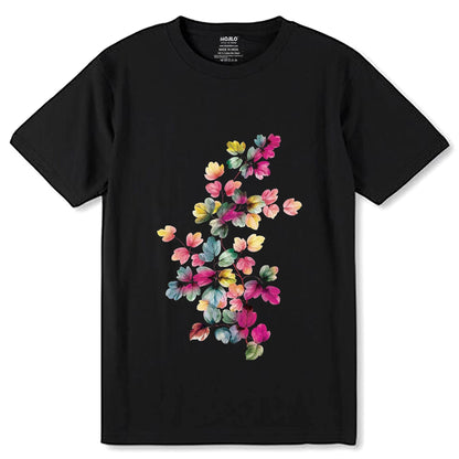 Flower Bouquet Minimal - Unisex Round Neck Regular Fit 100% Combed Cotton Half Sleeve T-Shirt - Mojilo Mart
