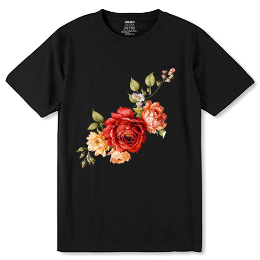 Flower Classic - Unisex Round Neck Regular Fit 100% Combed Cotton Half Sleeve T-Shirt - Mojilo Mart