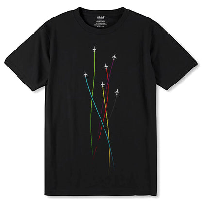 Flying up colored planes - Unisex Round Neck Regular Fit 100% Combed Cotton Half Sleeve T-Shirt - Mojilo Mart