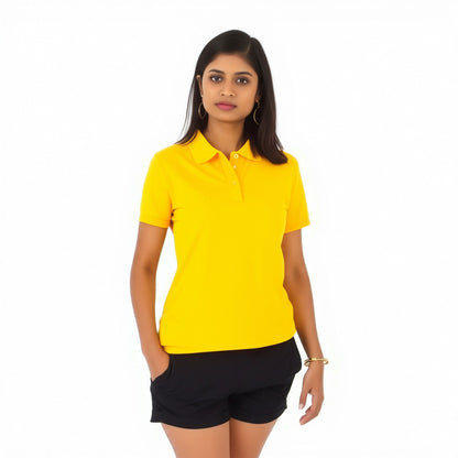 women staff uniform Polo Neck Cotton T-Shirt with DTF Printing and custom Sexy Office Girls Tshirt Logo Design