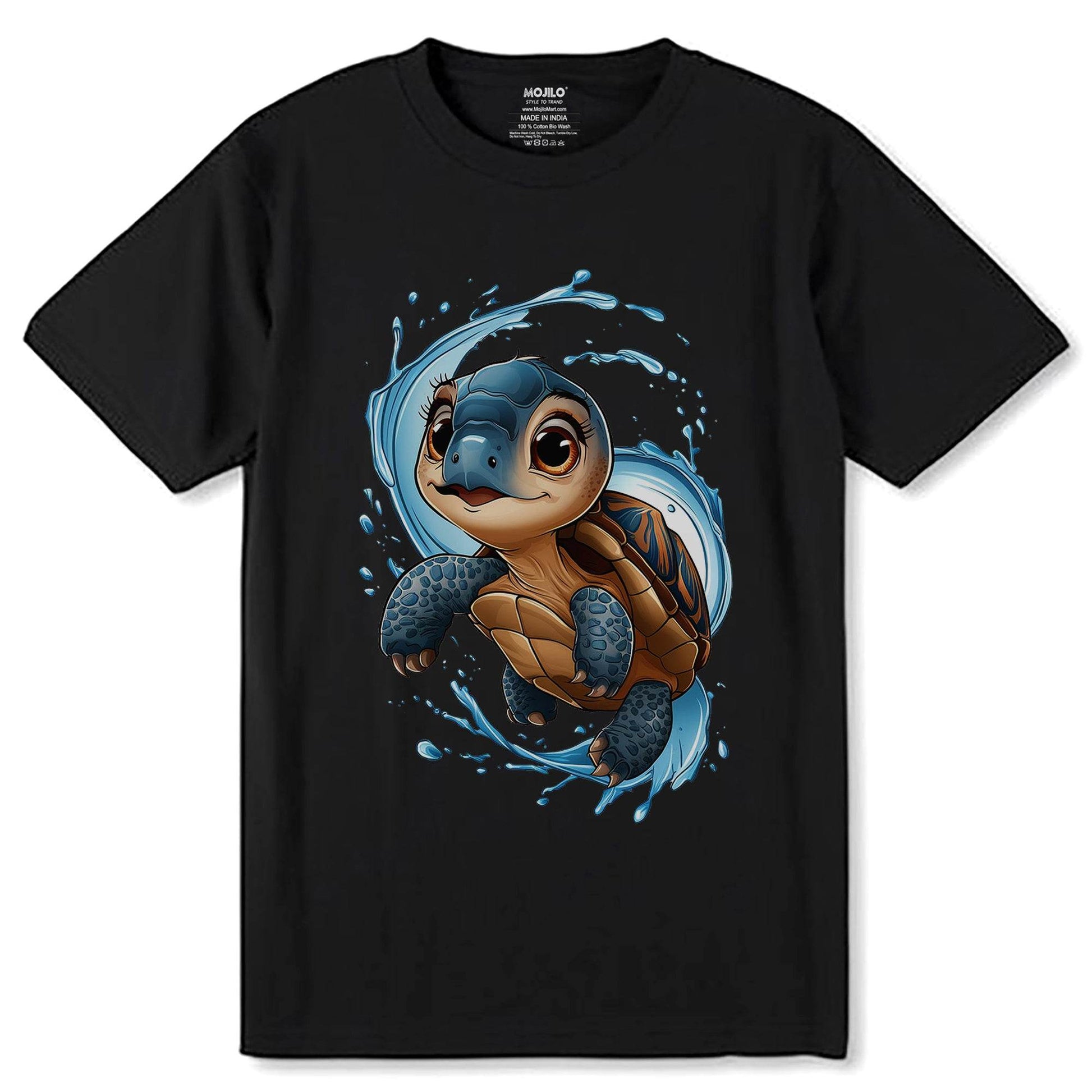 Funny Little Turtle - Unisex Round Neck Regular Fit 100% Combed Cotton Half Sleeve T-Shirt - Mojilo Mart