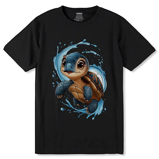 Funny Little Turtle - Unisex Round Neck Regular Fit 100% Combed Cotton Half Sleeve T-Shirt - Mojilo Mart