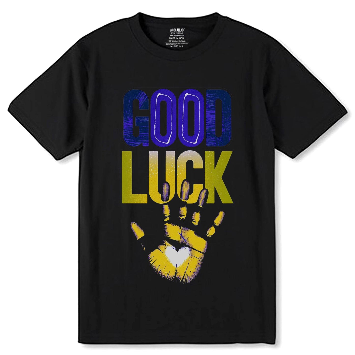 G00D LUCK - Unisex Round Neck Regular Fit 100% Combed Cotton Half Sleeve T-Shirt - Mojilo Mart