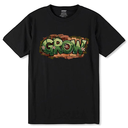 GROW - Unisex Round Neck Regular Fit 100% Combed Cotton Half Sleeve T-Shirt - Mojilo Mart