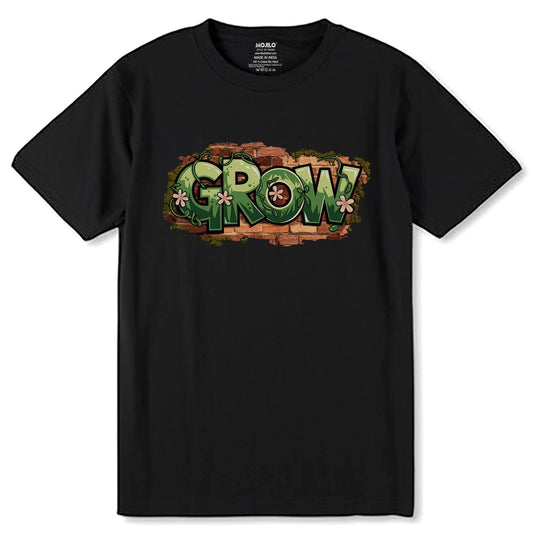 GROW - Unisex Round Neck Regular Fit 100% Combed Cotton Half Sleeve T-Shirt - Mojilo Mart