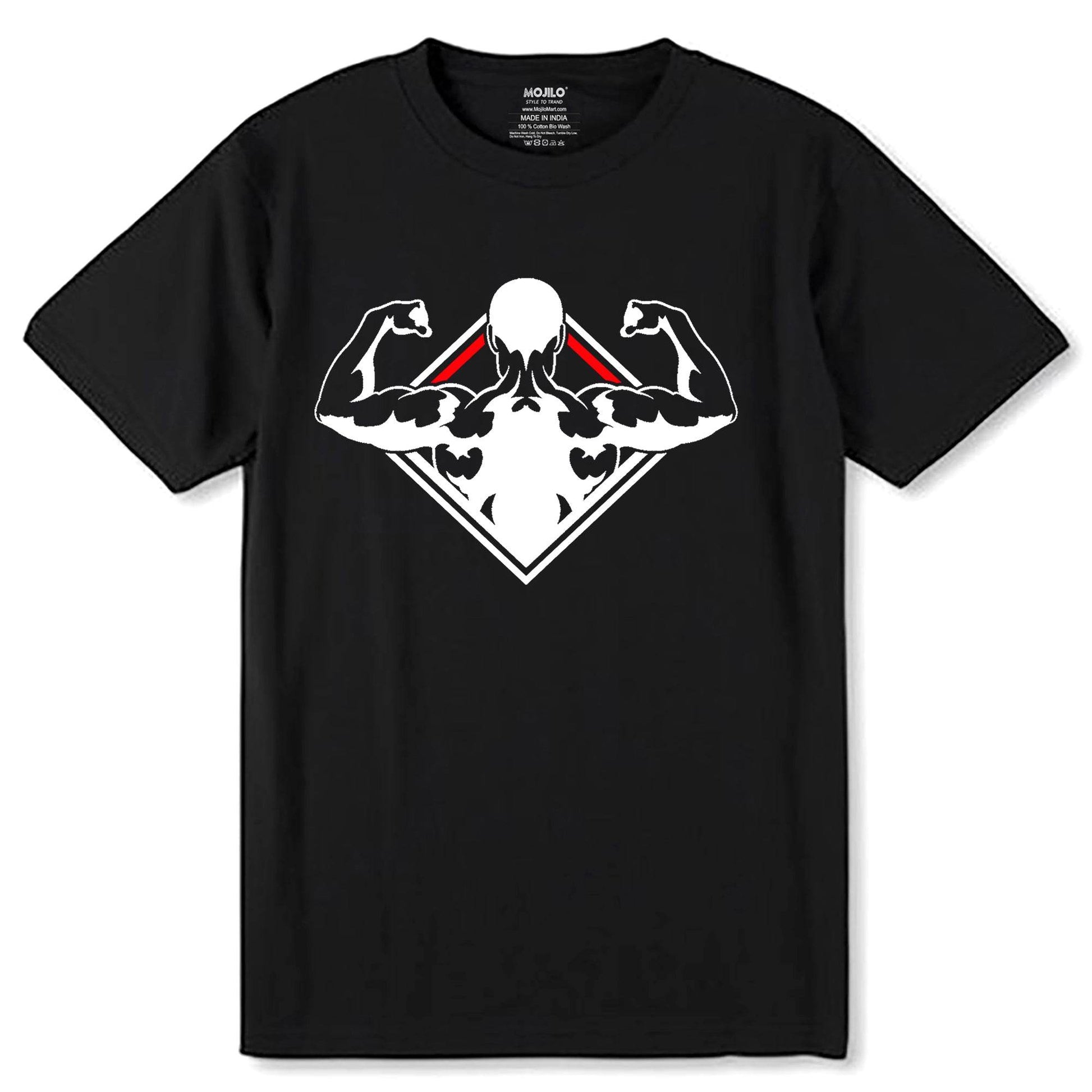 GYM, WORKOUT & FITNESS - Unisex Round Neck Regular Fit 100% Combed Cotton Half Sleeve T-Shirt - Mojilo Mart