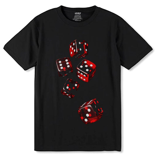 Game Five Dice Pattern - Unisex Round Neck Regular Fit 100% Combed Cotton Half Sleeve T-Shirt - Mojilo Mart