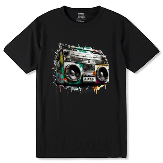 Ghetto Blaster - Unisex Round Neck Regular Fit 100% Combed Cotton Half Sleeve T-Shirt - Mojilo Mart