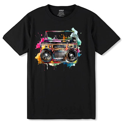 Ghetto Blaster Colorful - Unisex Round Neck Regular Fit 100% Combed Cotton Half Sleeve T-Shirt - Mojilo Mart