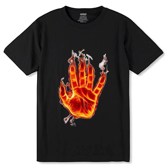 Ghost Rider Fire Hand Theme - Unisex Round Neck Regular Fit 100% Combed Cotton Half Sleeve T-Shirt - Mojilo Mart