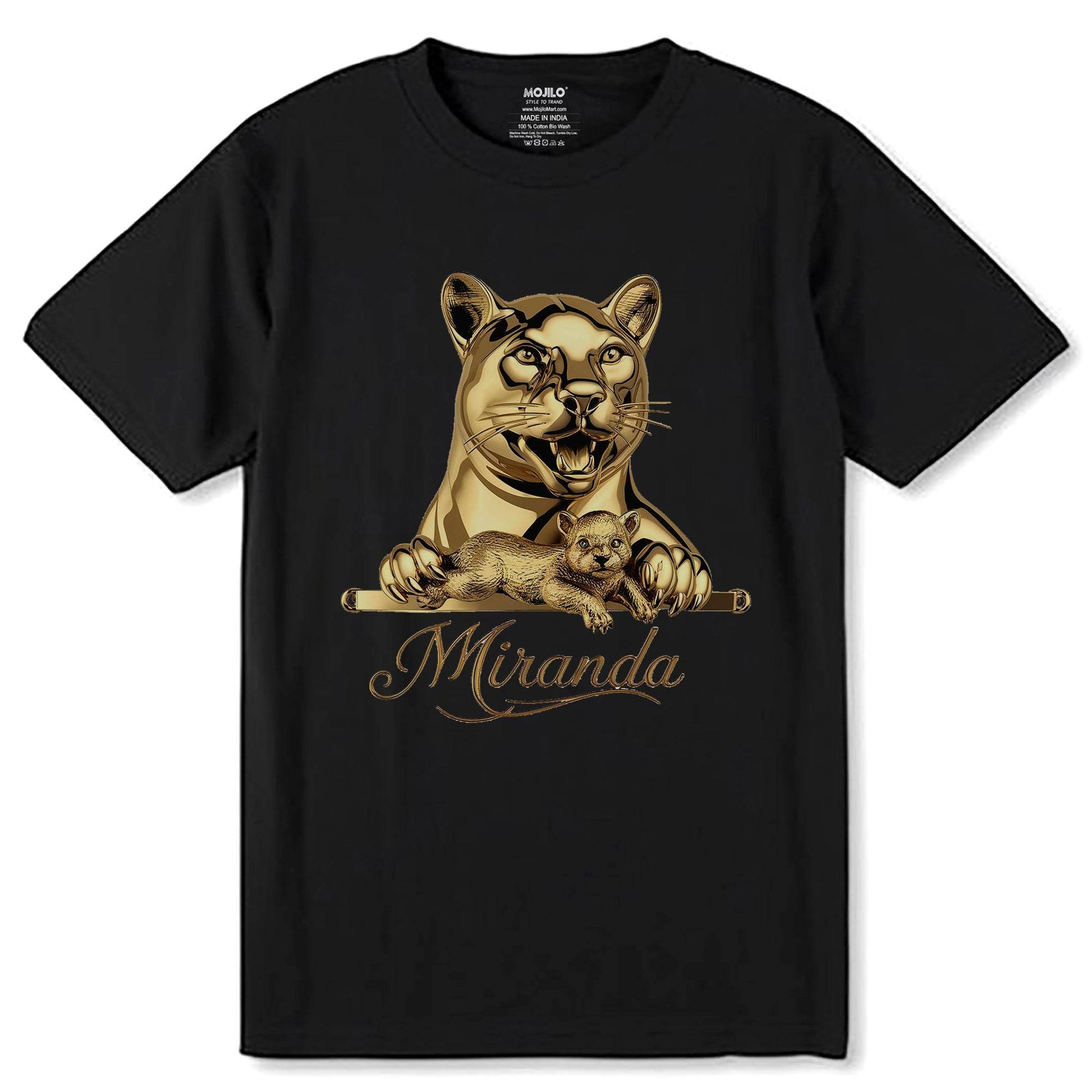 Golden Panther - Unisex Round Neck Regular Fit 100% Combed Cotton Half Sleeve T-Shirt - Mojilo Mart