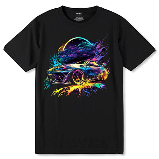 Graffiti Car Poster Decorative - Unisex Round Neck Regular Fit 100% Combed Cotton Half Sleeve T-Shirt - Mojilo Mart