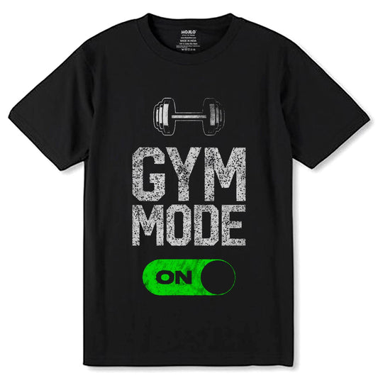 Gym Mode On - Unisex Round Neck Regular Fit 100% Combed Cotton Half Sleeve T-Shirt - Mojilo Mart