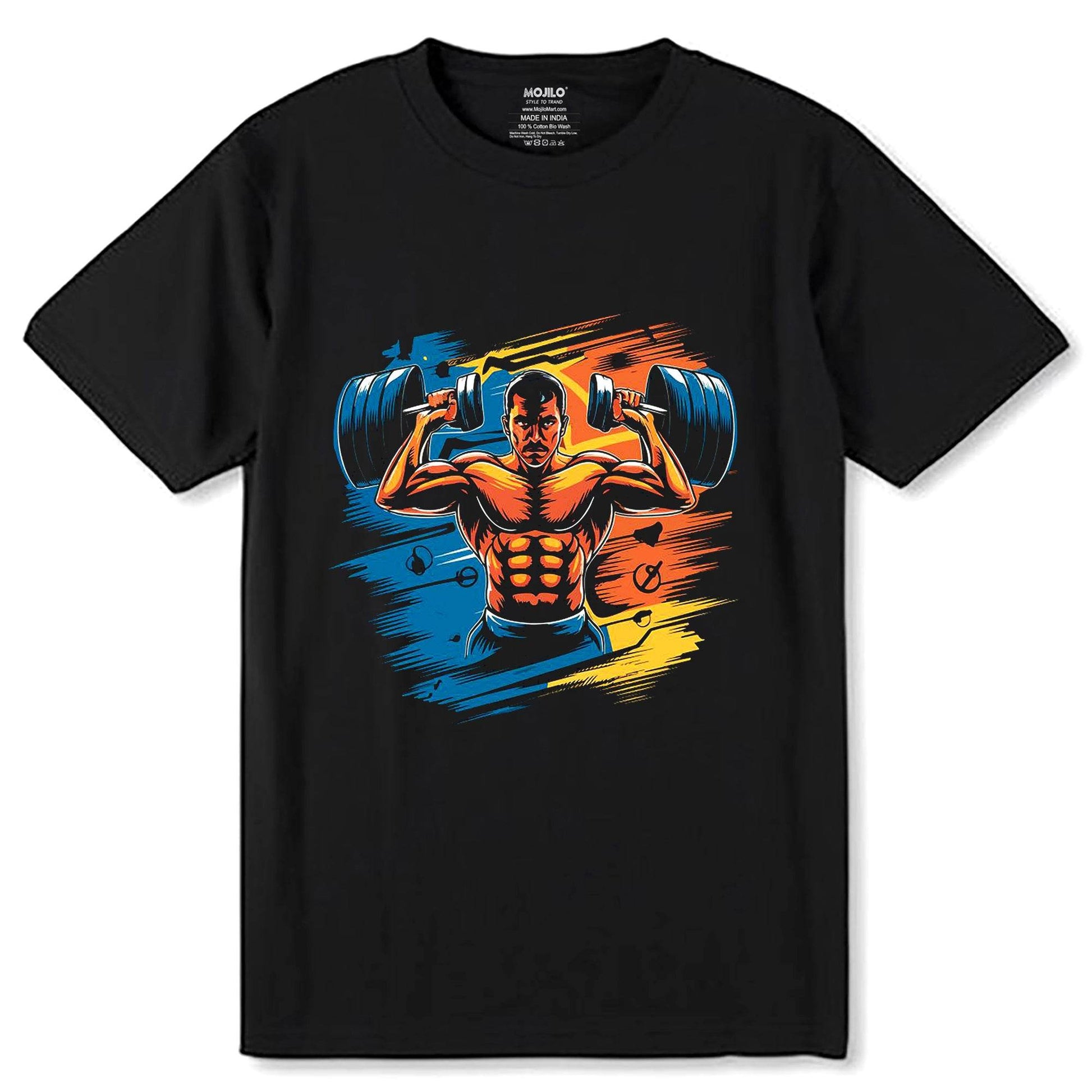 Gym Training and Workout - Unisex Round Neck Regular Fit 100% Combed Cotton Half Sleeve T-Shirt - Mojilo Mart