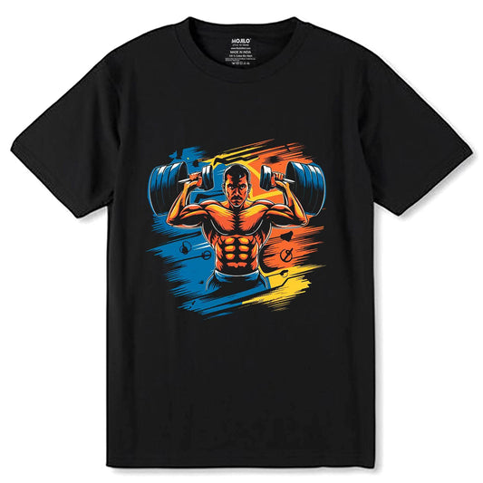 Gym Training and Workout - Unisex Round Neck Regular Fit 100% Combed Cotton Half Sleeve T-Shirt - Mojilo Mart